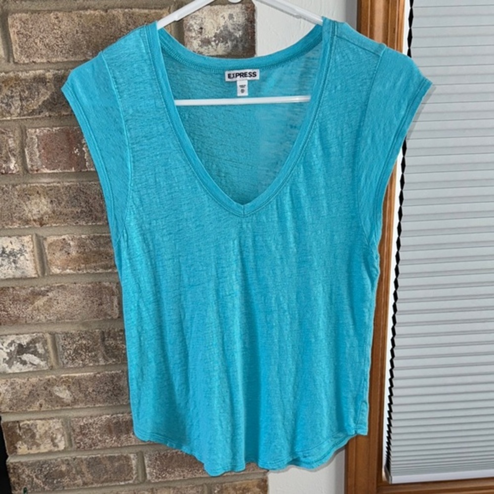 Express Blue Relaxed Cap Sleeve Muscle Tee